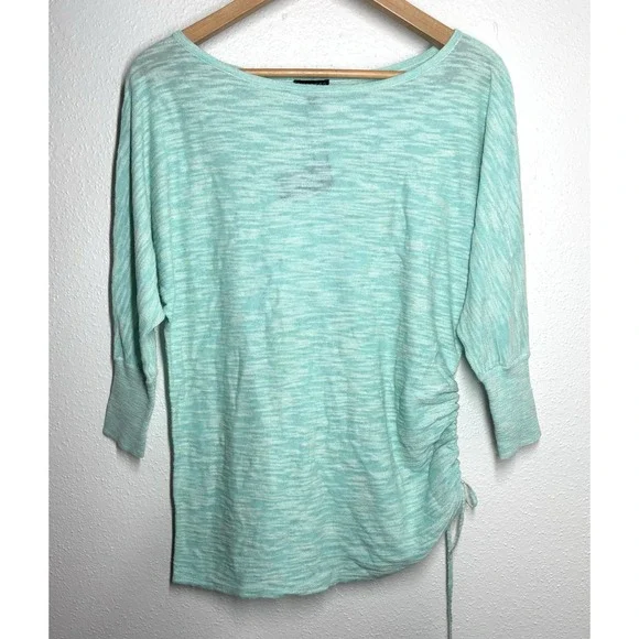 Express Burnout Side Ruched Mint Green Tunic Top 3/4 Sleeve Oversized Summer NWT - Picture 1 of 10
